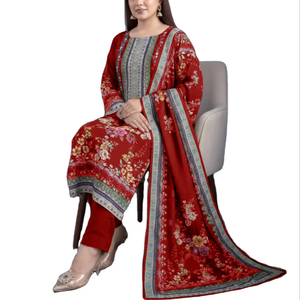 ชุดสูทมัสลินลายดอกไม้สุดหรู ทรงพอดีตัวทันสมัย ชุดสัลวาร์ คามีซ ดีไซน์เนอร์อินโดเวสเทิร์น ชุดลำลองสำหรับผู้หญิง แห้งเร็วทุกแบบ - Product Image 1