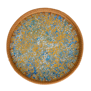 Handwoven Rattan Serving <b>Tray</b> with Colorful Mosaic Base Vietnam Wholesale - Product Image 2