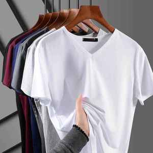 T-shirts personnalisés pour hommes à manches courtes et col en V, 100 % coton, respirants, séchage rapide, avec bordure contrastante et logo personnalisé - Product Image 2