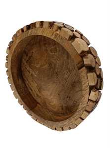 Bol en bois rustique fabriqué à partir de bûches de bois naturel, plat de service réutilisable pour la table - Product Image 5