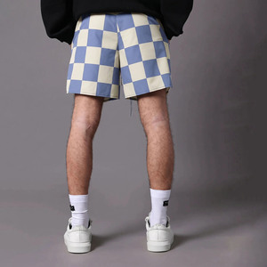Nouvelle Arrivée Short de Bain Tendance pour Homme à Carreaux Taille Mi-Haute avec Poche et Cordon de Serrage Style Décontracté Motif Bleu Beige Séchage Rapide - Product Image 2