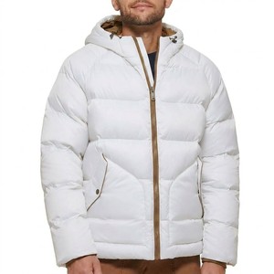 Men's <b>White</b> Hooded Puffer <b>Jacket</b> Heavyweight Winter Insulated Zip Up Bubble Coat Thick Warm Casual Streetwear Outerwear - Product Image 1