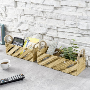 Ensemble de paniers de rangement tissés en bois de paulownia léger, 2 pièces, paniers de rangement pour la décoration intérieure - Product Image 4