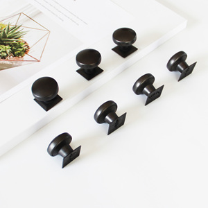 OEM Modern Matte <b>Black</b> Zinc Alloy Cabinet <b>Knob</b> Square Base Round Handle for Kitchen Dining Room Bathroom Hardware Products - Product Image 2