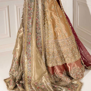 Vestido de Novia Tradicional Pakistaní de Moda, Lehenga Choli de Terciopelo para Fiesta, Venta al por Mayor, Bordado de Lujo, Sin Arrugas - Product Image 3