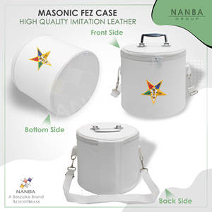 Estuche OES Fez - Parche Bordado a Máquina Blanco, Diseño Masonico de la Estrella del Este, Cierre de Cremallera, Asa Suave, Gran Capacidad - Product Image 5