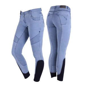 Pantalones de equitación de alta calidad para mujer con parche de silicona en la rodilla, logotipo personalizado, transpirables, duraderos, suministro al por mayor - Product Image 1