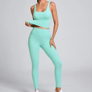 Ensemble de sport pour femme : survêtement, t-shirt de sport à manches longues, tenue de yoga et fitness, leggings de sport pour la course et l'entraînement - Product Image 1