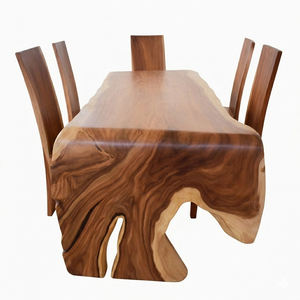 Table à manger en bois de Suar naturel, de qualité export, moderne, écologique, avec courbes artistiques en cascade, banc en bois massif, vente en gros, sur mesure - Product Image 6