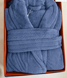 Bata de dormir de verano de felpa azul coral para mujer, suave, de rizo, para el hogar, spa, hotel, ropa de descanso, con logo personalizado, ODM, de lujo, larga - Product Image 3