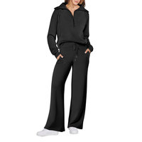 Op maat gemaakte dames loungepak, zacht tweedelig set met lange mouwen, wijde broek, comfortabel huispak, te koop