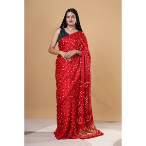Indian Party Wear Handloom Bandhani Silk <b>Saree</b> for Women - Product Image 1