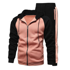Men's 100% Cotton Long Sleeve Full <b>Zip</b> Outdoor Jogging Sweatsuit Winter Sports Running Tracksuits Plus Size Breathable Solid - Product Image 1