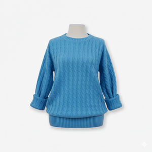 Pulls 100% Acrylique Anti-Plis Col Rond Standard Couleur Unie Tricot Câblé Vietnam - Product Image 3