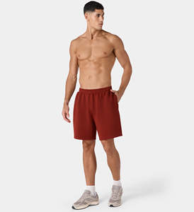 Shorts Bermuda Homme en Coton Rouge Uni, Longueur Genou, Taille Élastique, Décontracté, avec Poches, Tissu Respirant et Séchage Rapide, Fabriqué au Pakistan - Product Image 6