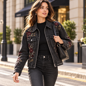 New <b>Women's</b> Cotton Denim Blue Oversized Long Styling Denim Jackets <b>Women's</b> Jean Jacket Wholesale Denim Jacket <b>Women</b> Casual <b>Coat</b> - Product Image 3