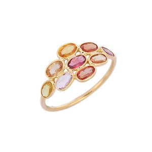 18K Gold Multi Sapphire Eternity Ring-Oval Cut Wedding Jewelry - Product Image 3