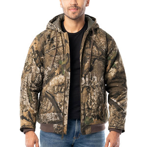 Veste de chasse en toile solide pour homme, design zippé, plusieurs poches de rangement et poignets ajustables, activités de camping et de plein air - Product Image 1