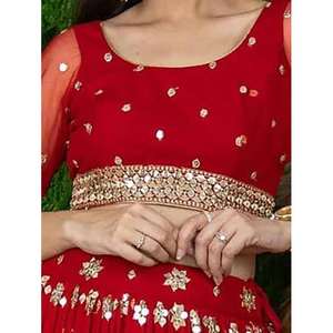 Glamorous <b>Red</b> <b>Sequins</b> Georgette Engagement Wear Lehenga Choli - Product Image 1