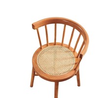 Chaise Windsor Détachable Rétro Nordique Style Mid-Century, Chaise de Salle à Manger en Rotin et Bois Massif Style Japonais, Chaise de Balcon Tendance