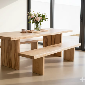 Banc en bois massif Tania, style scandinave moderne minimaliste, fait main, luxe, intérieur/extérieur, meubles en teck - Product Image 3