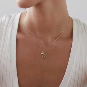 Colgantes de Letra Inicial con Diamante Cultivado en Laboratorio de Corte Redondo en Oro Sólido de 14k y 18k para Uso Diario, Collares Solitarios con Letras del Alfabeto al por Mayor - Product Image 2