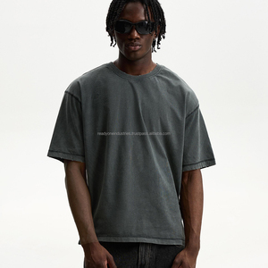 Stock de t-shirt surdimensionné vintage personnalisé pour hommes pour le printemps été lourd 100% coton coupe ample style décontracté Design vierge - Product Image 3