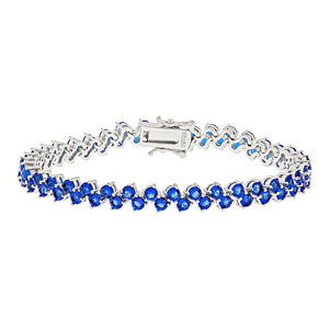 Pulsera de tenis para mujer de plata 925 con baño de rodio y zafiro azul, estilo clásico para uso diario - Product Image 1