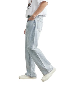 Haute qualité nouvelle tendance hommes Plaid 2025 Streetwear étiquette personnalisée coupe ample taille moyenne droite bleu Stretch pantalon en gros - Product Image 6