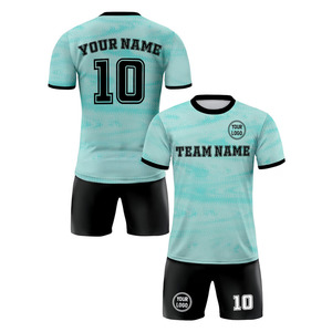 Camiseta de fútbol juvenil, uniformes de equipo personalizados, 100% poliéster, uniforme de fútbol azul claro - Product Image 1