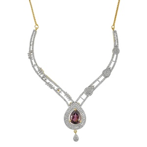 RAY FINE ORNATES White <b>Ruby</b> Look IGI Certified Vintage <b>Necklace</b> Set 22K Gold Plated Bridal Jewelry Statement <b>Necklace</b> Earrings - Product Image 3