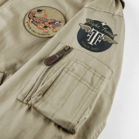 Veste unisexe avec patch brodé, col montant, en polyester et coton, pour l'hiver