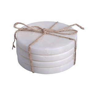 Unique Cloud Edge Natural White Marble Stone Coasters - Creative Floral <b>Silicone</b>-Free Insulated Beverage Mat Set - Product Image 2