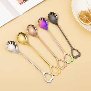 Fashion Design 304 Stainless Steel <b>Coffee</b> <b>Spoon</b> and Fork Set Shell Shape Dessert Tea Tableware Collection - Product Image 3