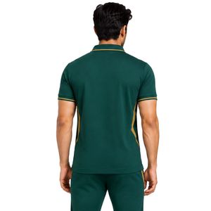 Polo Premium Verde y Dorado para Hombre con Diseño Minimalista de Paneles Laterales en Contraste, Logotipo Personalizado Bordado, Ropa Deportiva de Golf, Manga Corta - Product Image 2