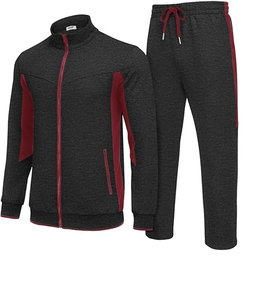 Men's Autumn Tracksuit Set Full-Zip Turn-Down Collar Color Blocking Polyester Cotton <b>Jogging</b> <b>Suit</b> With Side Pockets Casual Wear - Product Image 4