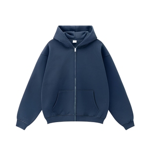 Sudadera con capucha de forro polar personalizada, extragrande, con cremallera, efecto lavado, bordada, para hombre, estilo streetwear. - Product Image 4