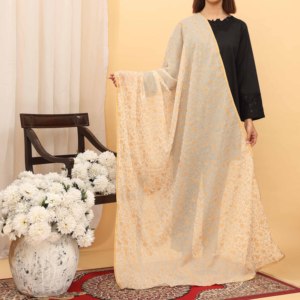 PD5387ผ้าชีฟองพิมพ์ลายสกรีนครีมขนาดฟรีไซส์ - Product Image 1