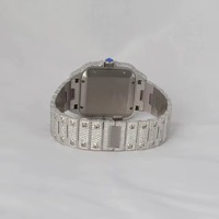 Montre de luxe pour femme en acier inoxydable, boîtier carré 41 mm, mouvement à quartz analogique, verre saphir, date automatique, résistance à l'eau 10 bars, style glacé