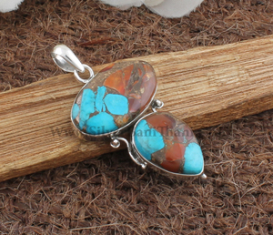 Colgante de Turquesa Natural al por Mayor, Plata de Ley 925, Gema Rosa, Amuleto de Corazón, Fabricante de Joyería, Precio al por Mayor, Directo de Fábrica - Product Image 5