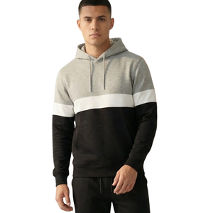 Ensemble de survêtement à capuche pour homme avec pantalon, empiècements contrastants, style streetwear décontracté, tenue de détente, vente en gros, ensembles de vêtements à marque privée - Product Image 3