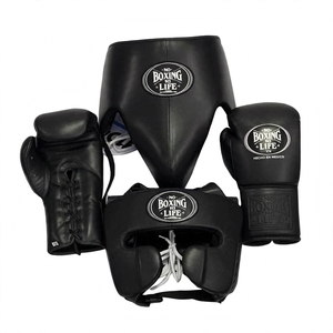 ชุดอุปกรณ์ต่อยมวย Red Manufacture Fight Gear No Boxing No Life รุ่นมืออาชีพ แบบผูกเชือก หนังแท้ บุหนา 4 ชั้น - Product Image 3