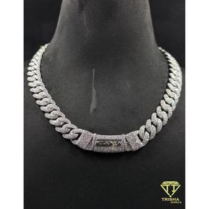 Designer Cuban Link <b>Chain</b> with Brilliant Lab Grown Diamonds Luxury Streetwear <b>Necklace</b> By Trisha Jewels - Product Image 2