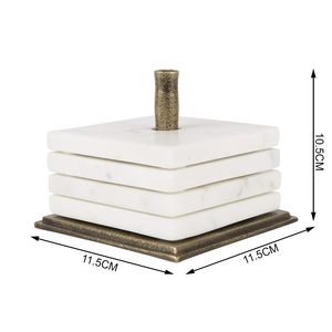 Handmade White Marble <b>Coaster</b> Set with Brass Holder Square <b>Drink</b> <b>Coasters</b> Modern Table Decor Coffee Table Accessories Set of 4 - Product Image 6