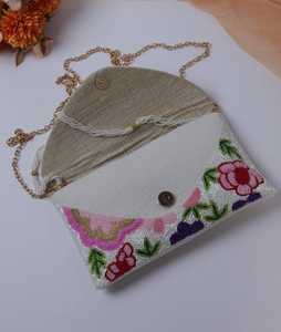 Premium Quality Handcrafted Beads Embroidered Lightweight Modern Square Shoulder Bag for Party Wedding <b>Jewelry</b> Storage - Product Image 4