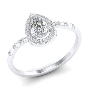 Anillo Halo de Moissanita con Corte Pera de 0.61 Quilates en Oro Sólido de 14K, Precio al por Mayor REYES, para Mujer, Joyería Fina Clásica con Certificación GRA - Product Image 2