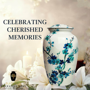 Urne funéraire en aluminium pour cendres humaines adultes, couvercle floral peint à la main, écologique, durable, capacité de 220 pouces cubes - Product Image 3