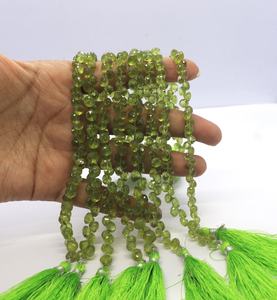 Cuentas facetadas de peridoto natural AAA en forma de cebolla de 5-6 mm, cuentas de peridoto verde de 8 pulgadas para la fabricación de joyería. - Product Image 1