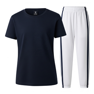 T-shirts unisexe à manches courtes et pantalon de sport à rayures ensemble d'uniformes sur mesure durable et en gros pour les enfants - Product Image 3