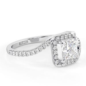 Anillo de Compromiso con Diamante Cultivado en Laboratorio, Corte Princesa, Estilo Halo de Tiburón, para Mujer, Marca RITZIN - Product Image 2